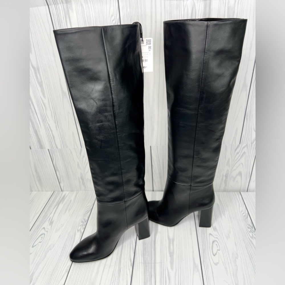 Zara Knees High Black Boots Size 38